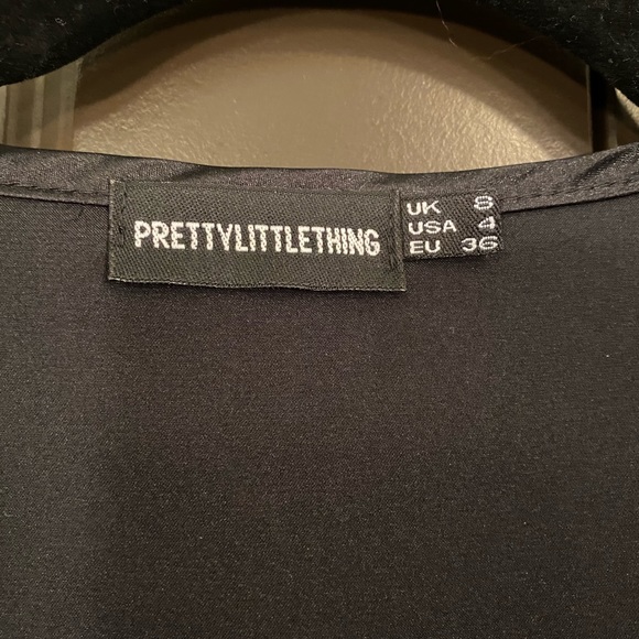 PrettyLittleThing Black Satin Peplum top - Picture 5 of 8